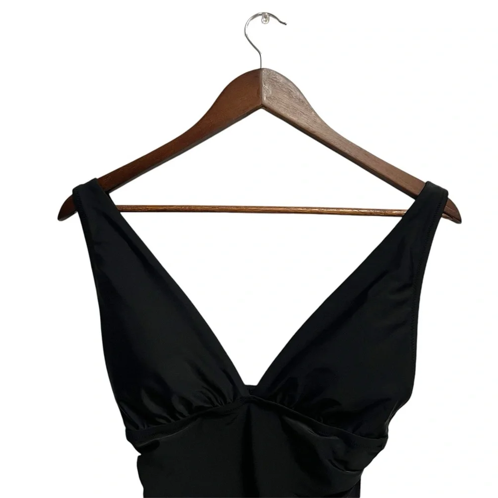 J.Crew V-neck ruched one-piece swimsuit in black size S NWT